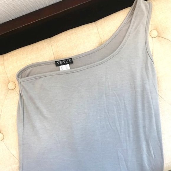VENUS Grey One-Shoulder Maxi Dress - Size Medium NWOT - Picture 2 of 4